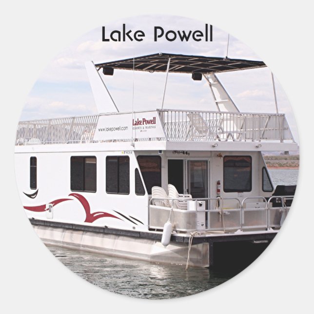 Sticker Rond Lac Powell : Houseboat, Arizona, États-Unis 9 (Devant)