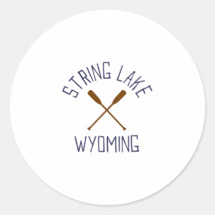 Sticker Rond Lac String Wyoming Plein air Vintage 3 