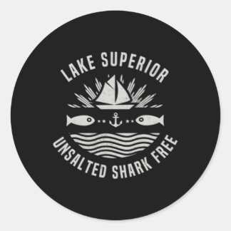 Sticker Rond Lac Supérieur Requin non salé Libre Grands Lacs Po