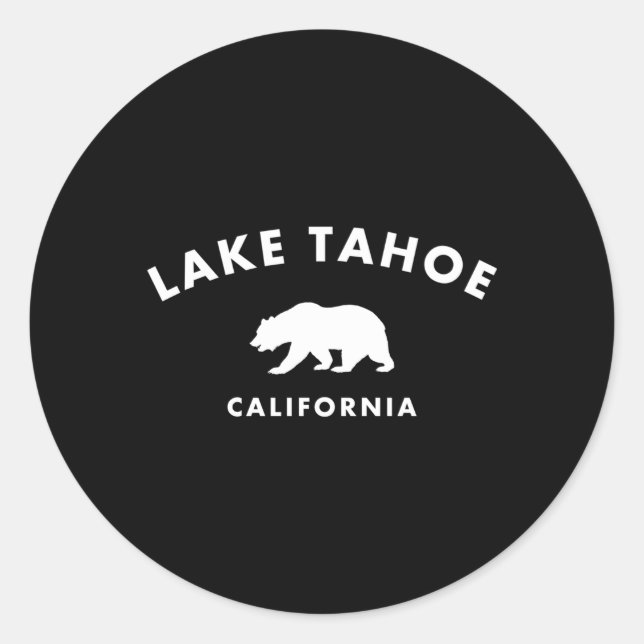 Sticker Rond Lac Tahoe Californie Ours (Devant)