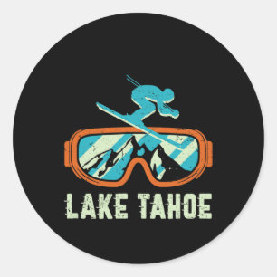 Sticker Rond Lac Tahoe Californie Ski Vintage Rétro Et Sno