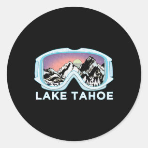 Sticker Rond Lac Tahoe Design de ski Lac Tahoe Ski neige Cadeau