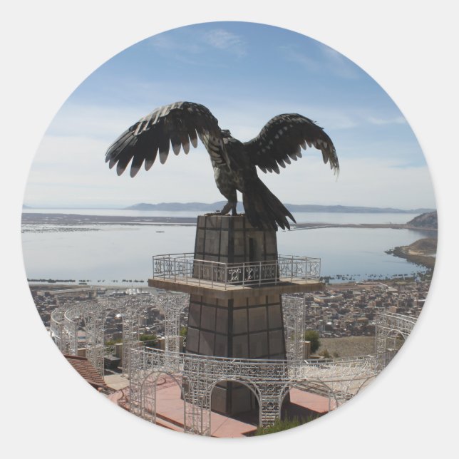 Sticker Rond Lac Titicaca Puno Pérou (Devant)