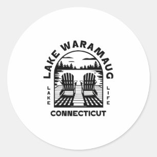 Sticker Rond Lac Waramaug Connecticut Plein air Vintage