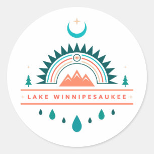 Sticker Rond lac winnipesaukee nouveau hampshire boho arc-en-ci