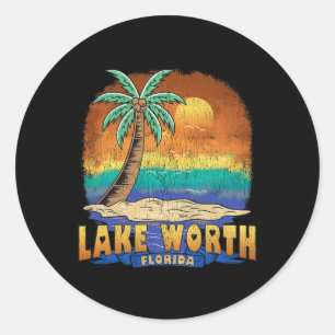 Sticker Rond Lac Worth Floride Vintage Souvenir désaffecté