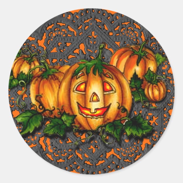 Sticker Rond LACE NOIRE, PATCH CITROUILLE par SHARON SHARPE (Devant)