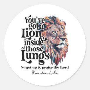 Sticker Rond Lâchez votre lion Brandon Lake Marchandise Louange