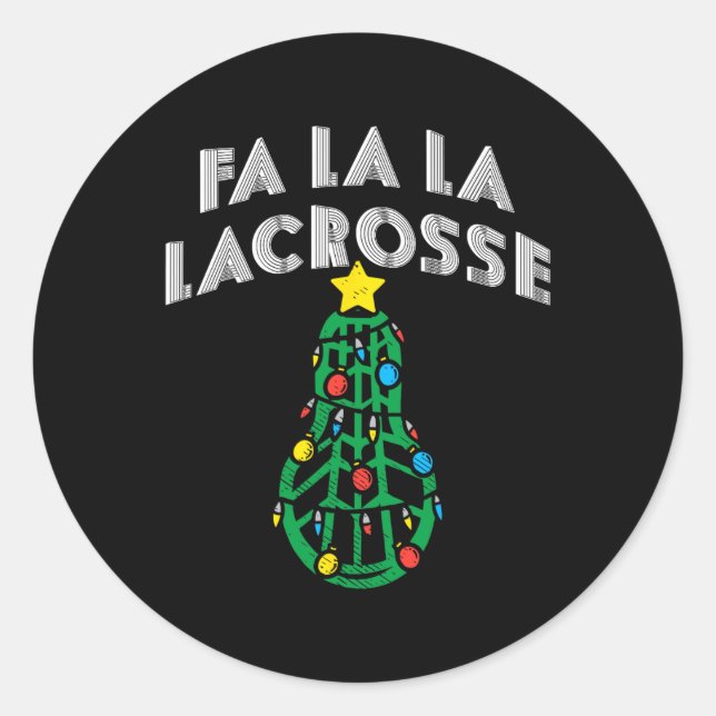 Sticker Rond Lacrosse de Noël Pyjamas Lacrosse Lacrosse (Devant)