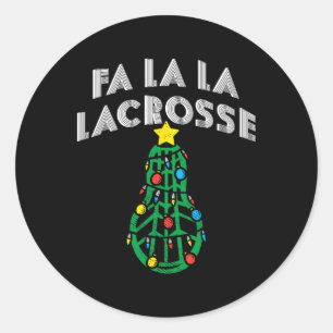 Sticker Rond Lacrosse de Noël Pyjamas Lacrosse Lacrosse