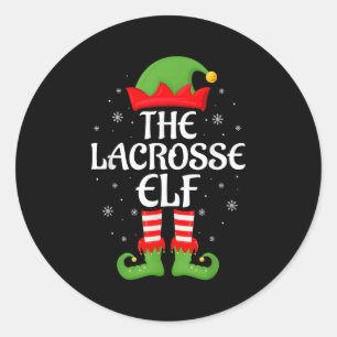 Sticker Rond Lacrosse Elf Xmas Famille Correspondant Elf Squad