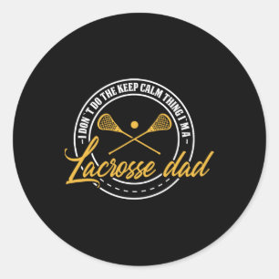 Sticker Rond Lacrosse Et Coach Papa Retro Lax Lover Papa