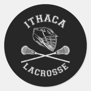 Sticker Rond Lacrosse Ithaca Vintage Perdu Retro Lax