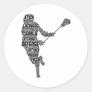 Sticker Rond Lacrosse Joueur Jeunes Enfants Hommes Garçons