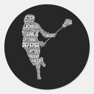 Sticker Rond Lacrosse Joueur Jeunes Enfants Hommes Garçons 1