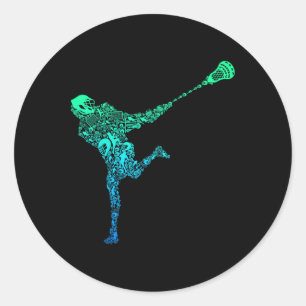 Sticker Rond Lacrosse Joueur Jeunes Hommes Enfants Garçons