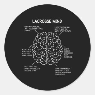 Sticker Rond Lacrosse Joueur Penser Dire Cerveau Drôle Christma