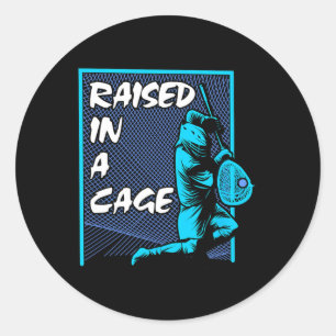 Sticker Rond Lacrosse Lax Goalie A Grandi Dans Une Cage