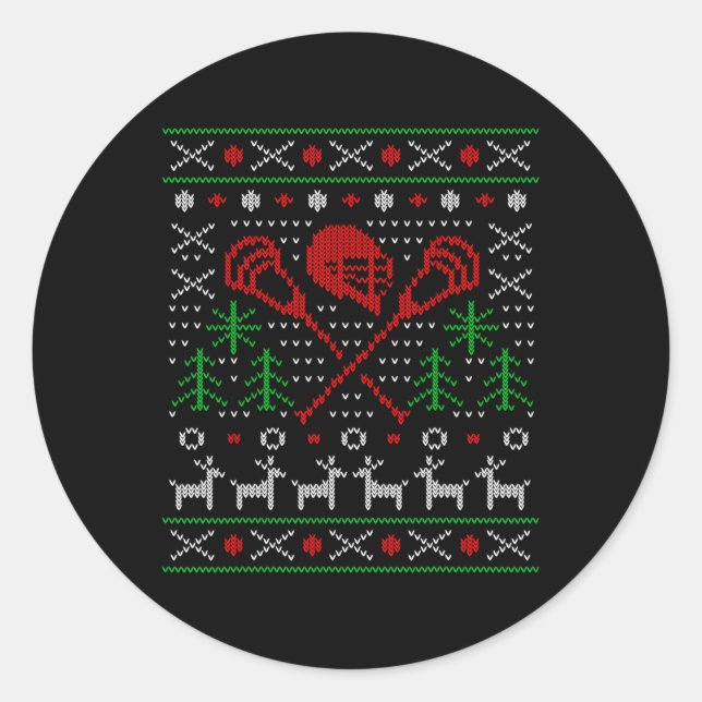 Sticker Rond Lacrosse Lax Grosse Noël (Devant)