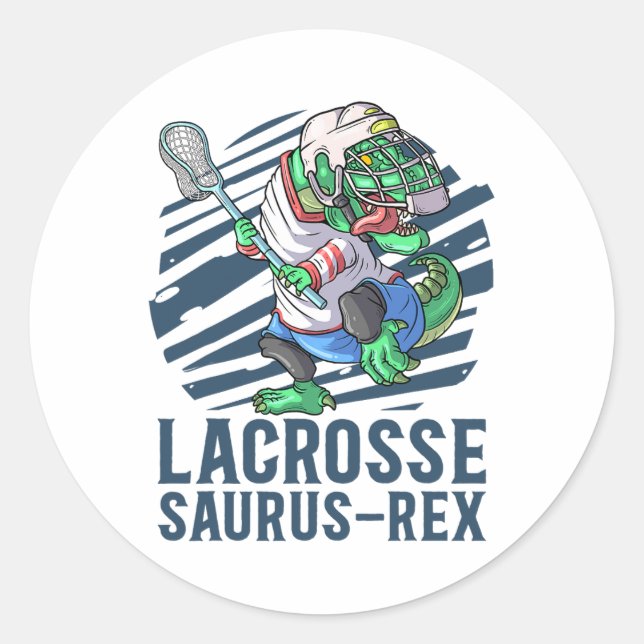 Sticker Rond Lacrosse-o-saurus T Rex Dinosaure Avec Lacrosse St (Devant)