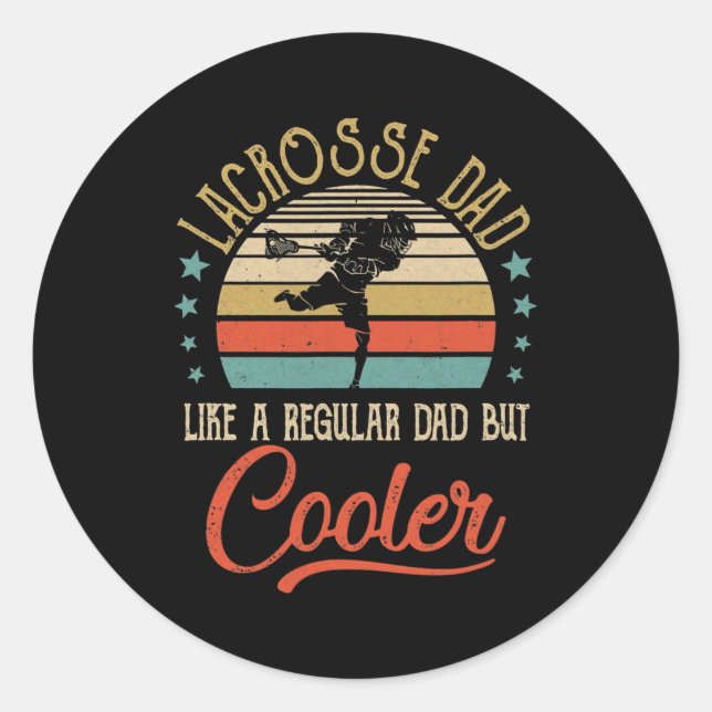 Sticker Rond Lacrosse Papa Comme Un Père Ordinaire Glacière Vin (Devant)