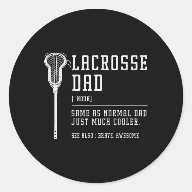 Sticker Rond Lacrosse Papa Daddy Citation Définition Hommes Vin (Devant)