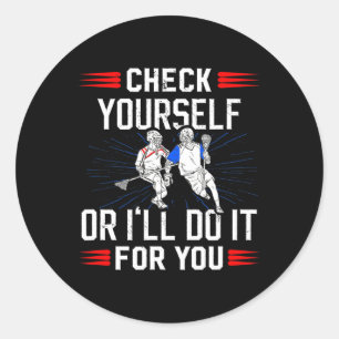 Sticker Rond Lacrosse Papa Hommes Garçons Lax Vérifiez-vous ou