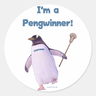 Sticker Rond Lacrosse Penguin