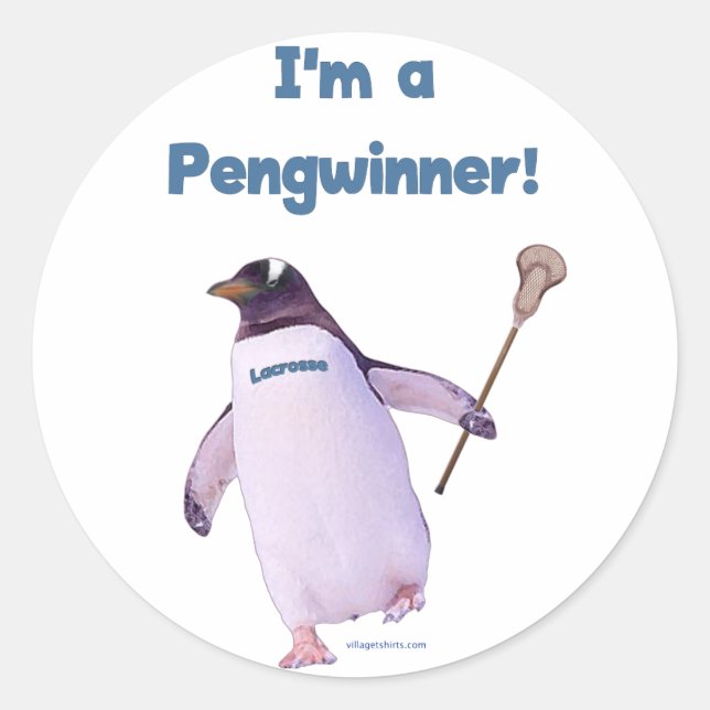 Sticker Rond Lacrosse Penguin (Devant)