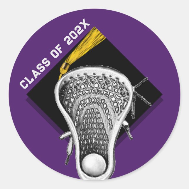 Sticker Rond Lacrosse Senior Night Graduation (Devant)