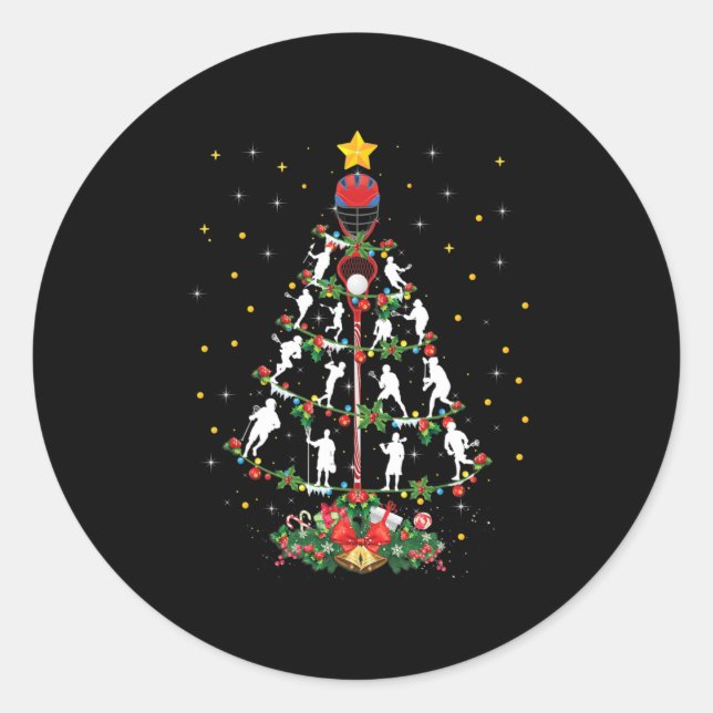 Sticker Rond Lacrosse Sports Amoureux Xmas Santa Hat Lacrosse C (Devant)