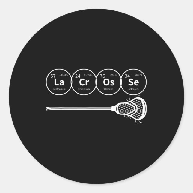 Sticker Rond Lacrosse Tableau périodique des éléments Cadeau de (Devant)