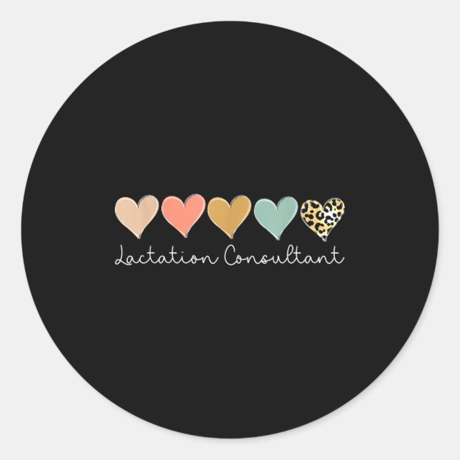 Sticker Rond Lactation Consultant Leopard Heart, Valentine's Da (Devant)