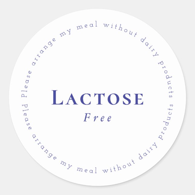 Sticker Rond Lactose-Free Request Sticker, White - Navy (Devant)