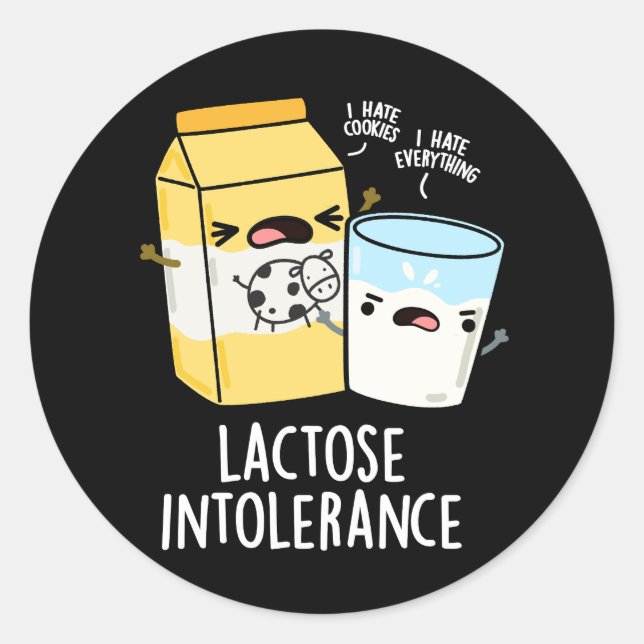Sticker Rond Lactose Intolérance Funk Milk Pun Dark BG (Devant)
