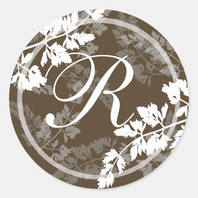 Sticker Rond Lacy Feuilles/ Monogramme (Devant)
