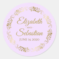Lacy Gold Filigree Elegant Lilac Purple Mariage