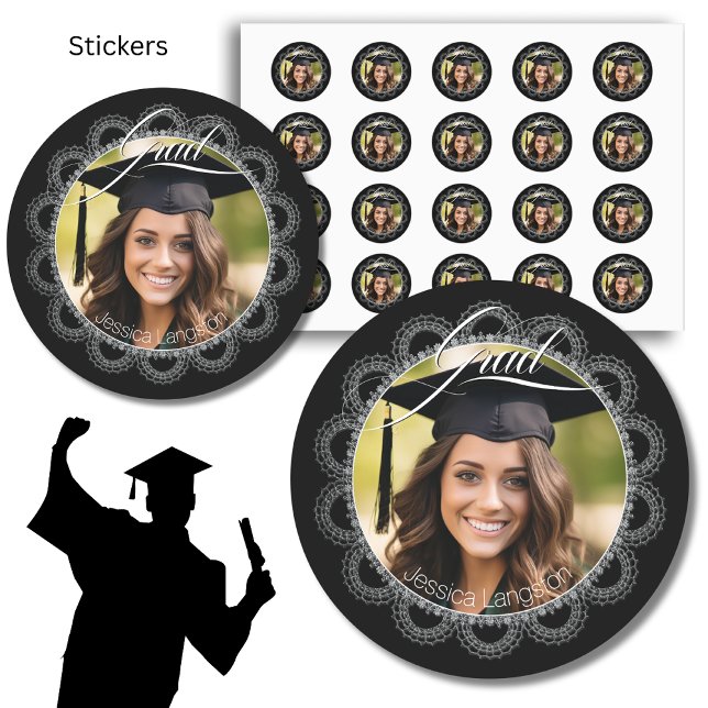 Sticker Rond Lacy Photo Graduation  (Créateur téléchargé)