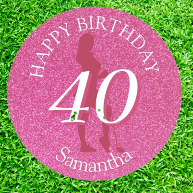 STICKER ROND LADIES PINK GLITTER BIG BIRTHDAY (Discover the perfect women’s gifts that sparkle! )