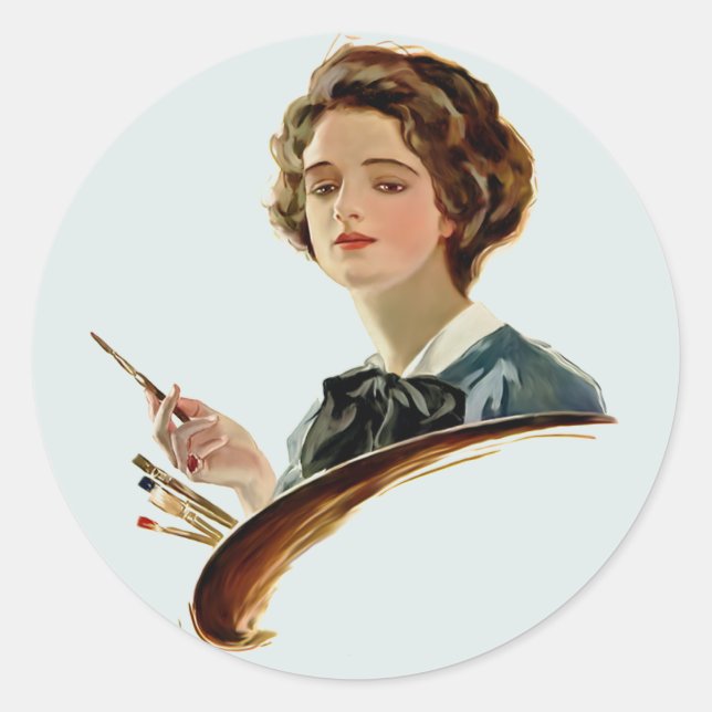 Sticker Rond Lady Artist (Devant)