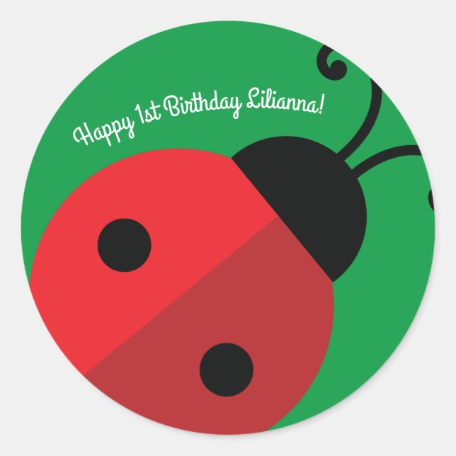 Sticker Rond Lady Bug Cute Kid's Ladybug Birthday Party (Devant)