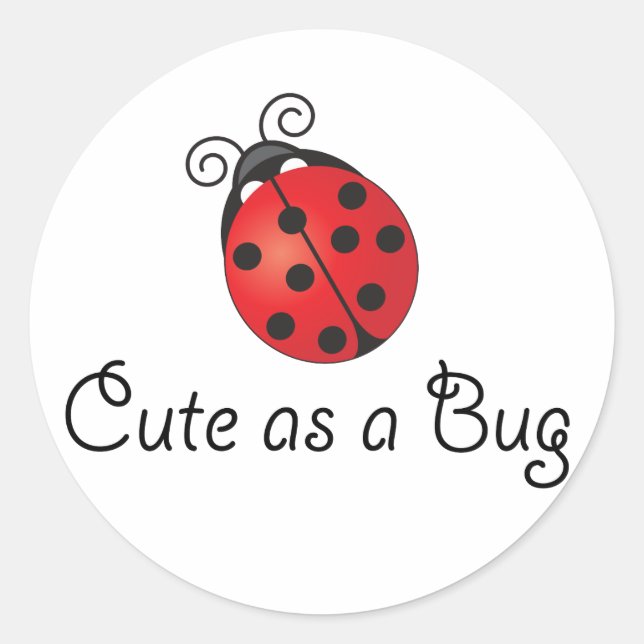 Sticker Rond Lady Bug - mignonne comme un bug (Devant)