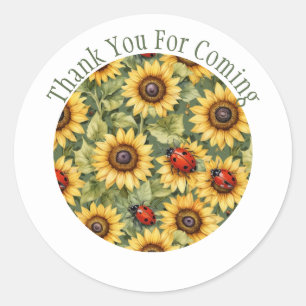 Sticker Rond Lady Bug Sunflower Merci Favoriser