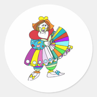 Sticker Rond Lady Clown avec ventilateur