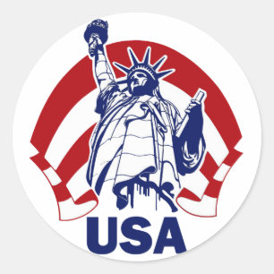 STICKER ROND LADY LIBERTY USA
