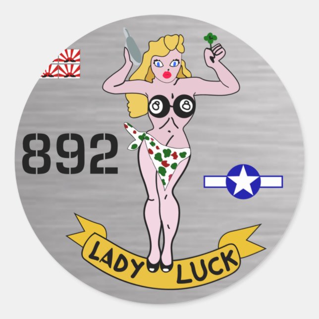Sticker Rond Lady Luck 2ÈME GUERRE MONDIALE Nez Art (Devant)
