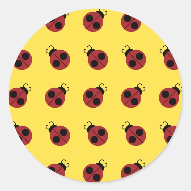 Sticker Rond Ladybug 60s rétro cool rouge jaune (Devant)