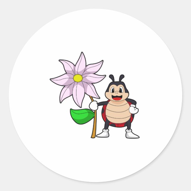 Sticker Rond Ladybug avec Flower.PNG (Devant)
