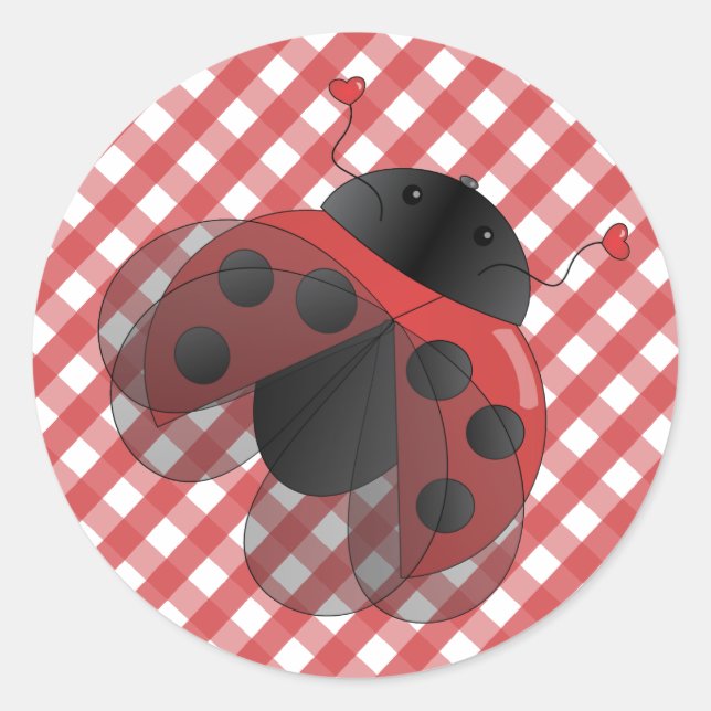 Sticker Rond Ladybug avec les ailes d'opéra (Devant)