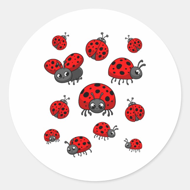 Sticker Rond Ladybugs Art Pour Garçon Fille Enfant Insect Ladyb (Devant)